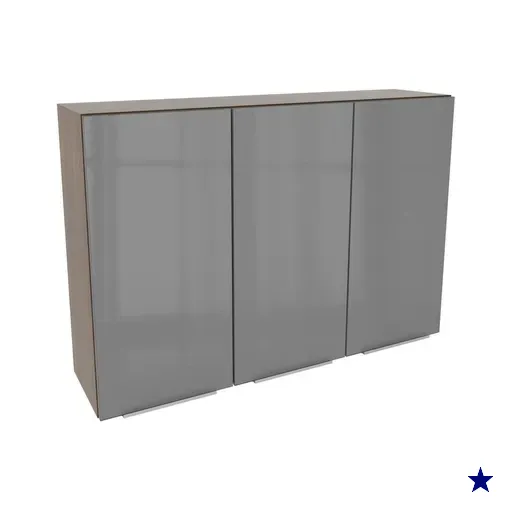Armário Aéreo Madesa Lux 120 cm 3 Portas - Rustic/Cinza