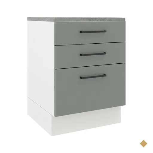 Balcão Armário de Cozinha 60 cm 3 Gavetas Branco/Cinza Agata Madesa