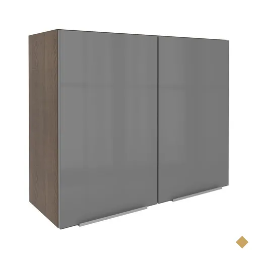 Armário Aéreo Madesa Lux 80 cm 2 Portas - Rustic/Cinza
