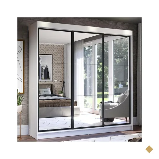 Guarda-Roupa Casal Madesa Istambul 3 Portas de Correr de Espelho 3 Gavetas -…