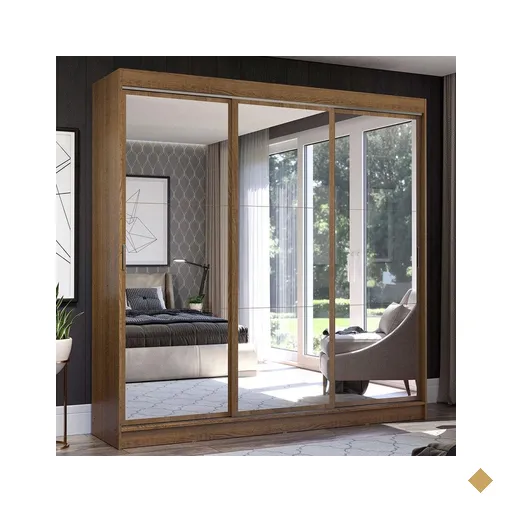 Guarda-Roupa Casal Madesa Istambul 3 Portas de Correr de Espelho 3 Gavetas -…