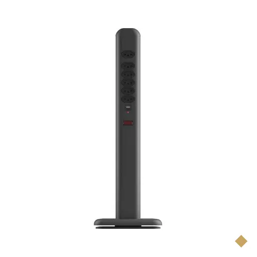 Extensão elétrica tipo totem, 6 tomadas, USB-C, com suporte, Preto, 09757…