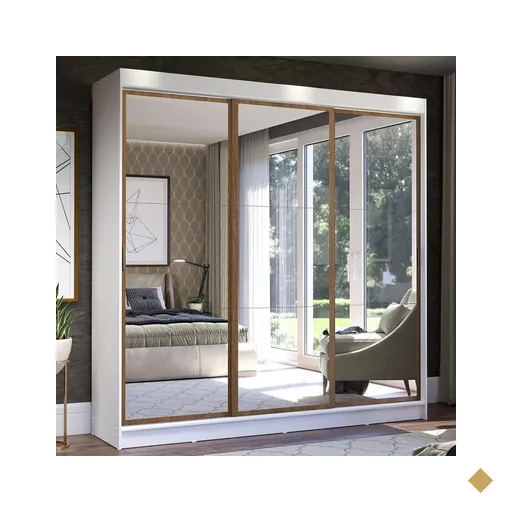 Guarda-Roupa Casal Madesa Istambul 3 Portas de Correr de Espelho 3 Gavetas -…
