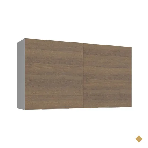 Armário Aéreo Madesa Stella 120 cm 2 Portas - Branco/Rustic