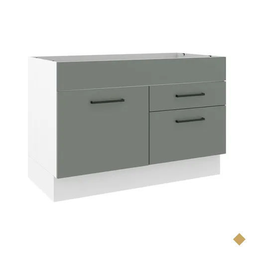 Balcão de Pia Cozinha 1 Porta e 2 Gavetas Branco/Cinza Agata Madesa