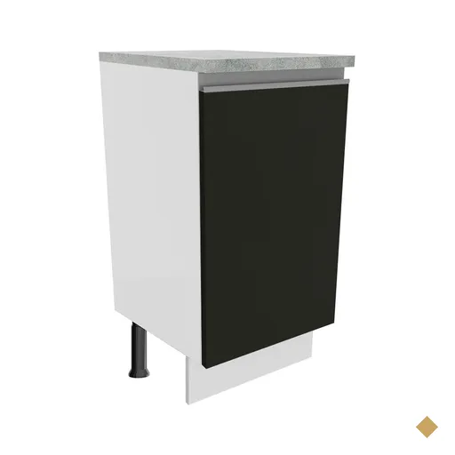 Balcão Armário de Cozinha 40 cm 1 Porta Branco/Preto Glamy Madesa