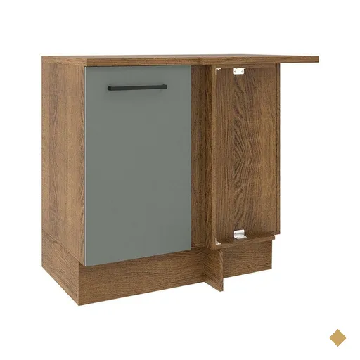 Balcão Armário de Cozinha de Canto 1 Porta Rustic/Cinza Agata Madesa