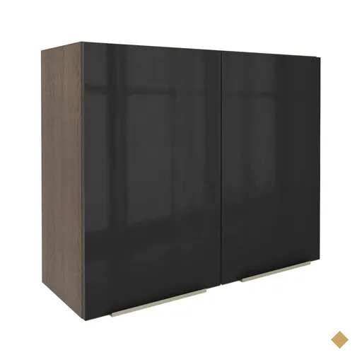 Armário Aéreo Madesa Lux 80 cm 2 Portas - Rustic/Preto