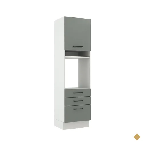Torre Quente Armário de Cozinha 60 cm 1 Porta 3 Gavetas Branco/Cinza Agata…