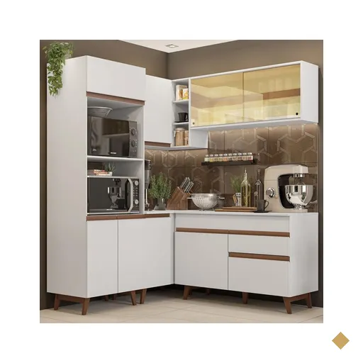 Cozinha Completa de Canto Madesa Reims 332001 com Armário e Balcão - Branco