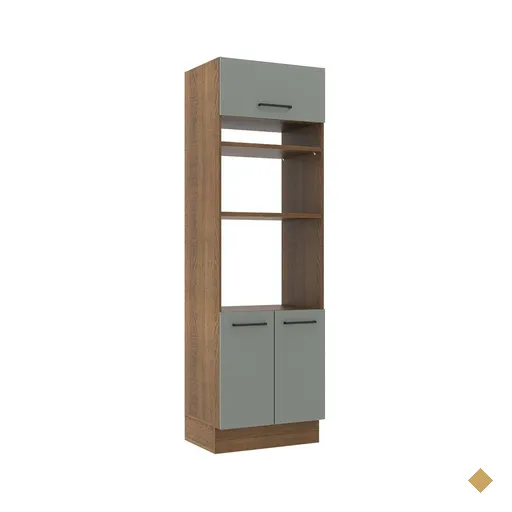 Torre Quente Armário de Cozinha 70 cm 3 Portas Rustic/Cinza Agata Madesa
