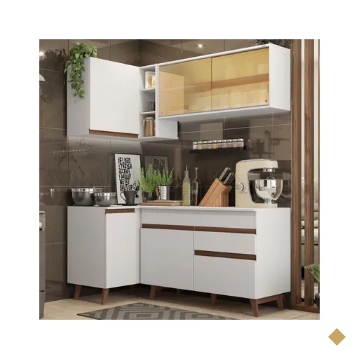 Cozinha Completa de Canto Madesa Reims 262001 com Armário e Balcão - Branco