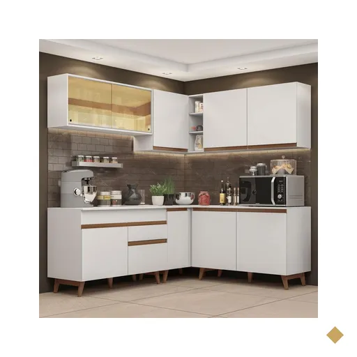 Cozinha Completa de Canto Madesa Reims 382001 com Armário e Balcão - Branco