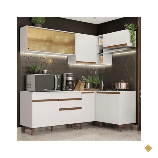 Cozinha Completa de Canto Madesa Reims 332002 com Armário e Balcão - Branco