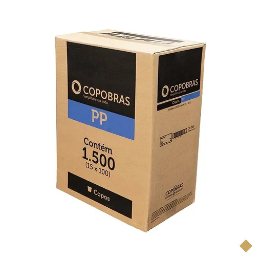 Copo plástico descartável 200ml PP branco, Caixa com 1.500 unidades, Copobras…