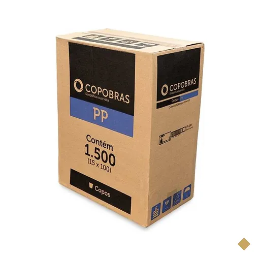 Copo plástico descartável 180ml PP branco, Caixa com 1.500 unidades, Copobras…