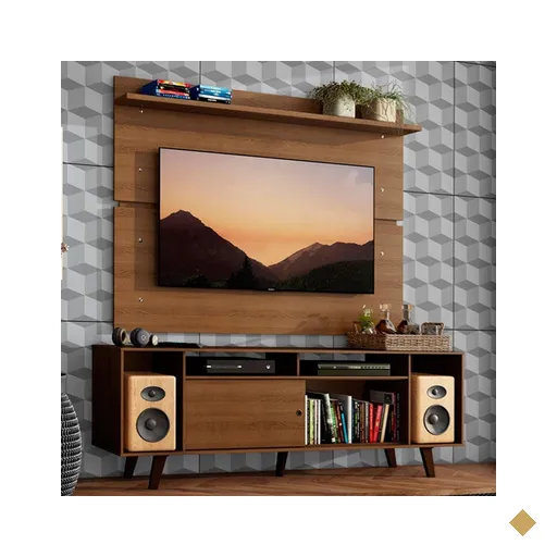 Rack Madesa Cancun com Pés e Painel para TV até 65 Polegadas - Rustic
