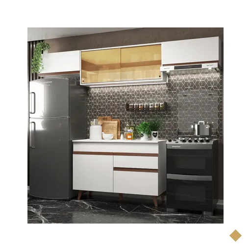 Cozinha Compacta Madesa Reims 260003 com Armário e Balcão - Branco