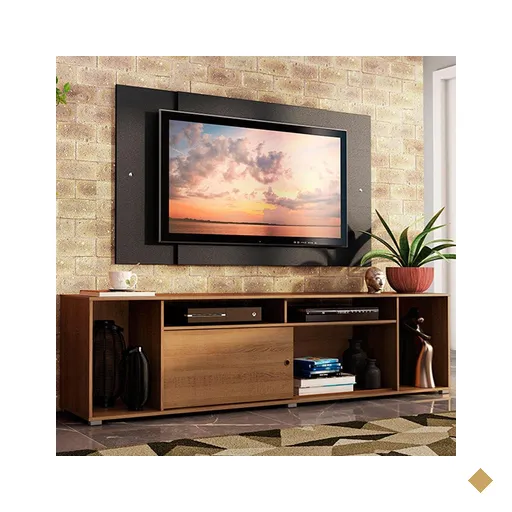 Rack Madesa Cancun e Painel para TV até 58 Polegadas - Rustic/Preto 5Z8N