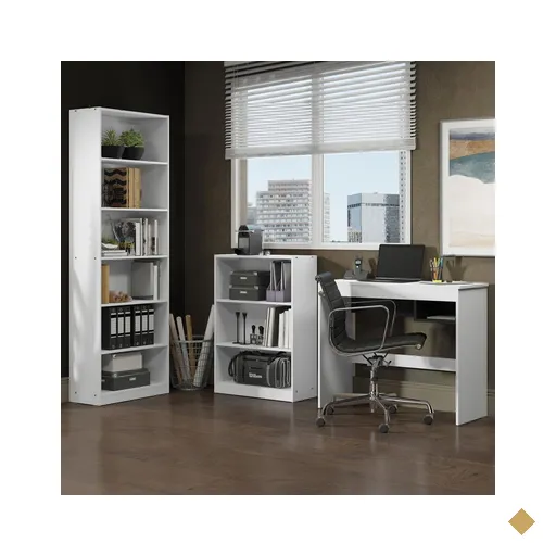 Escrivaninha Madesa Rubi + Estante 6908 + Estante 6907 - Branco/Preto