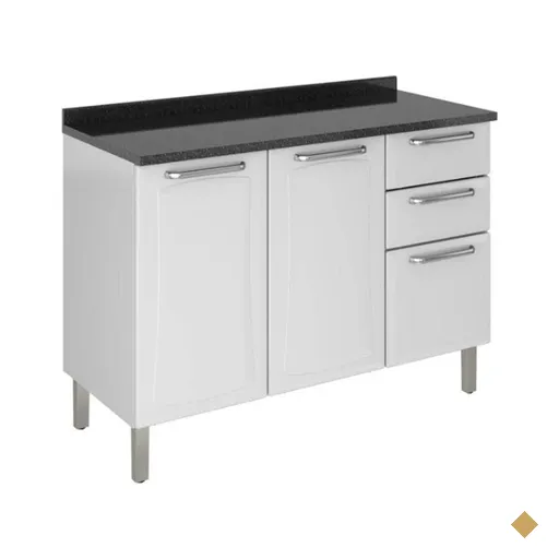 Balcão Tarsila 3 Portas 2 Gavetas com Tampo Itatiaia - Branco