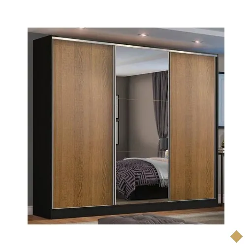 Guarda Roupa Casal 100% MDF Madesa Zurique 3 Portas de Correr com Espelho -…