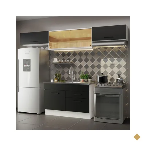 Cozinha Compacta Madesa Agata 280001 com Armário e Balcão - Branco/Preto