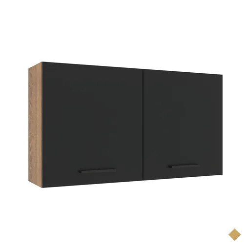 Armário de Cozinha Aéreo 120 cm 2 Portas Rustic/Preto Agata Madesa