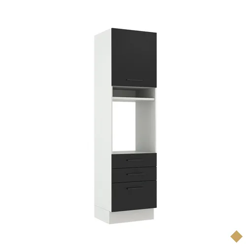 Torre Quente Armário de Cozinha 60 cm 1 Porta 3 Gavetas Branco/Preto Agata…