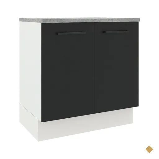 Balcão Armário de Cozinha 80 cm 2 Portas Branco/Preto Agata Madesa
