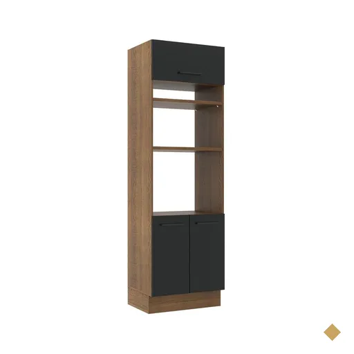 Torre Quente Armário de Cozinha 70 cm 3 Portas Rustic/Preto Agata Madesa