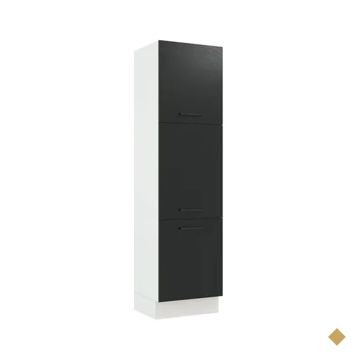 Paneleiro Armário de Cozinha 60 cm 3 Portas Branco/Preto Agata Madesa