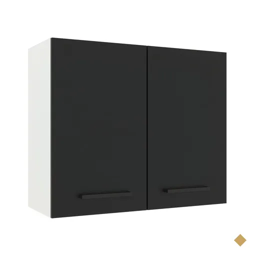Armário de Cozinha Aéreo 80 cm 2 Portas Branco/Preto Agata Madesa