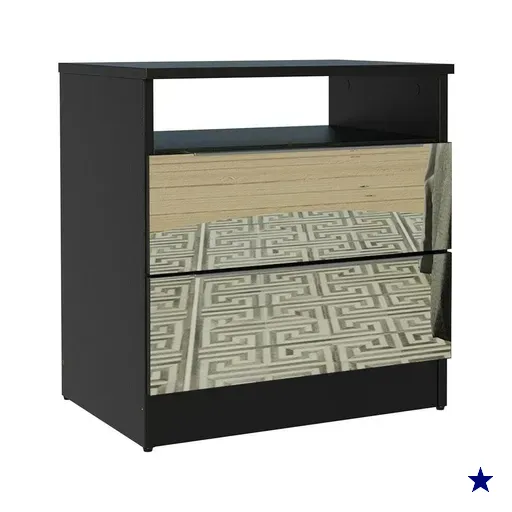 Mesa de Cabeceira Madesa 3227 2 Gavetas com Espelho - Preto