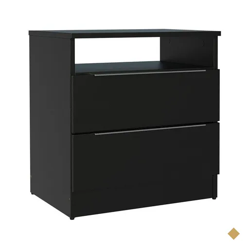 Mesa de Cabeceira Madesa 3227 com 2 Gavetas - Preto
