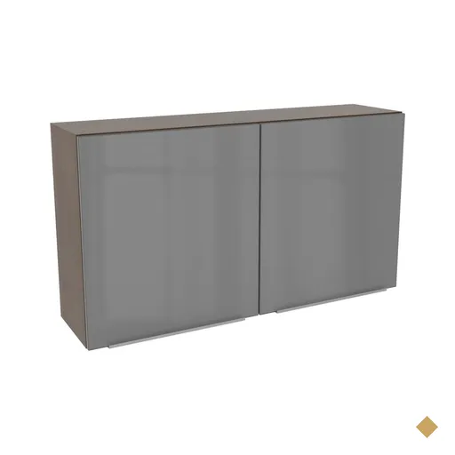 Armário Aéreo Madesa Lux 120 cm 2 Portas - Rustic/Cinza