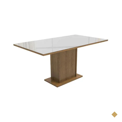 Mesa Madesa Retangular Tampo de Vidro 5275 - Rustic/Branco