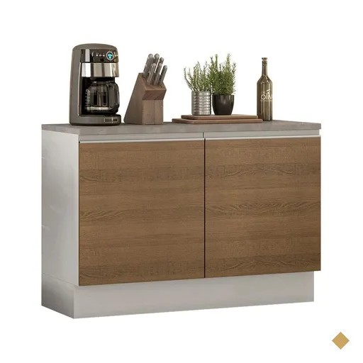 Balcão de Pia Armário de Cozinha 120 cm 2 Portas (Com Tampo) Branco/Rustic…