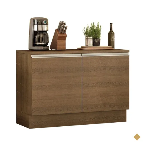 Balcão de Pia Armário de Cozinha 120 cm 2 Portas (Com Tampo) Rustic Glamy…