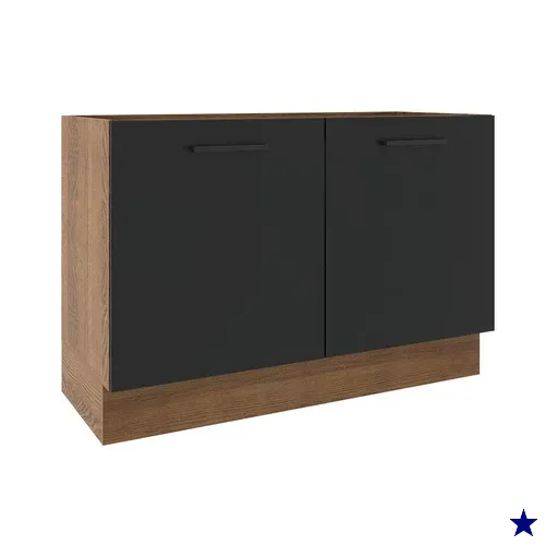Balcão de Pia Cozinha 2 Portas Rustic/Preto Agata Madesa