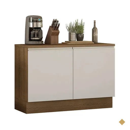 Balcão de Pia Armário de Cozinha 120 cm 2 Portas (Com Tampo) Rustic/Branco…