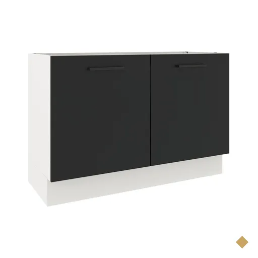 Balcão de Pia Cozinha 2 Portas Branco/Preto Agata Madesa