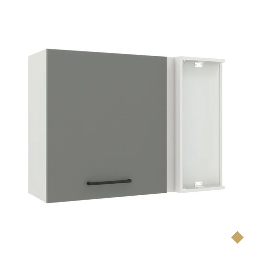 Armário de Cozinha Aéreo de Canto 1 Porta Branco/Cinza Agata Madesa