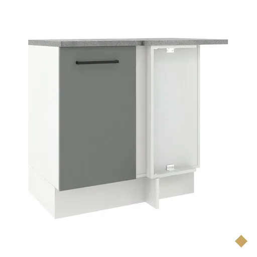Balcão Armário de Cozinha de Canto 1 Porta Branco/Cinza Agata Madesa