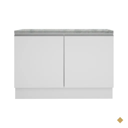 Balcão de Pia Armário de Cozinha 120 cm 2 Portas (Com Tampo) Branco Glamy…