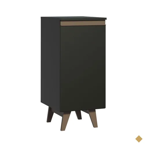 Balcão Armário de Cozinha 35 cm 1 Porta Preto Reims Madesa