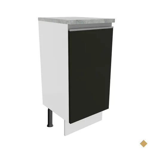 Balcão Armário de Cozinha 35 cm 1 Porta Branco/Preto Glamy Madesa