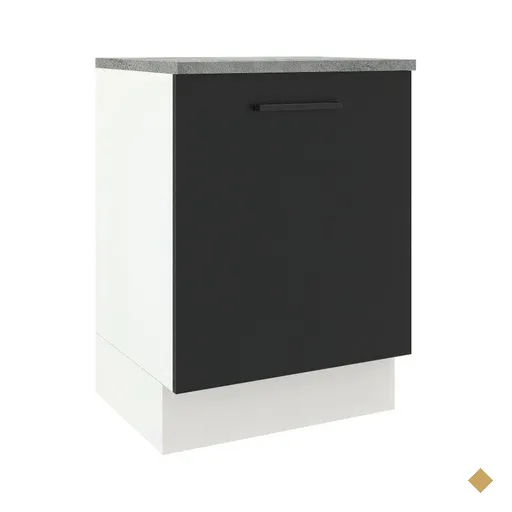 Balcão Armário de Cozinha 60 cm 1 Porta Branco/Preto Agata Madesa