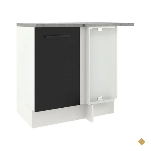 Balcão Armário de Cozinha de Canto 1 Porta Branco/Preto Agata Madesa