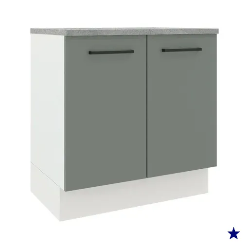 Balcão Armário de Cozinha 80 cm 2 Portas Branco/Cinza Agata Madesa